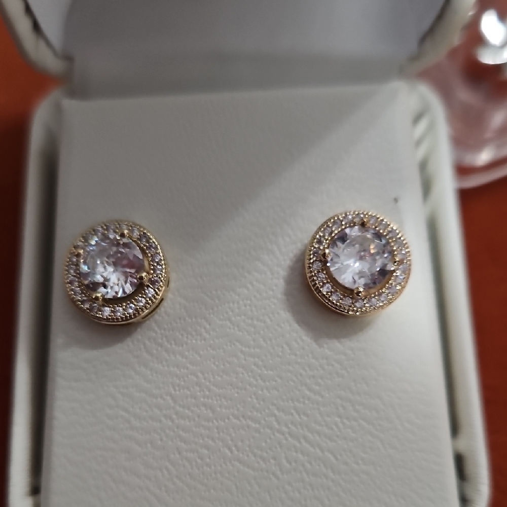 Elegant Gold PLATED and Silver Stud Earrings